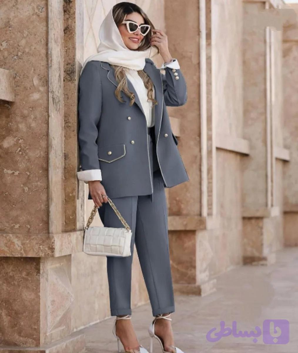 کت و شلوار زنانه / مدل تارا کد 9990 /پارچه مازراتی درجه یک / مناسب ۴۲ تا ۴۸ کیفیت تضمینی