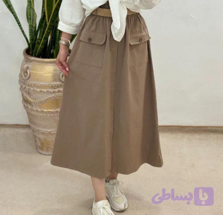 دامن دو جیب کتان
