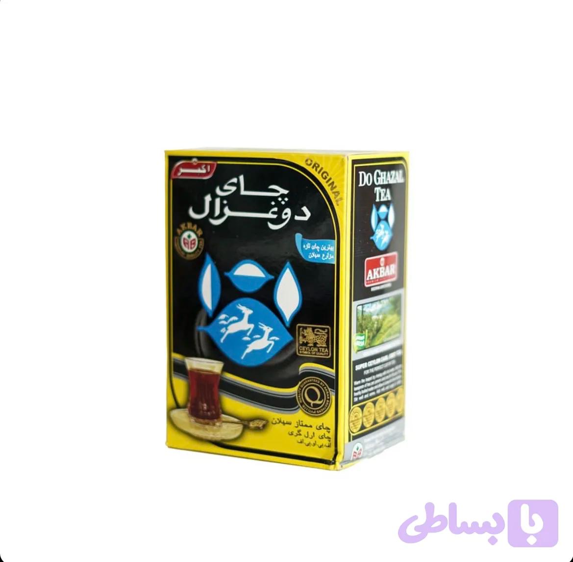 چای سیاه شکسته سیلان ارل گری ۵۰۰گرمی دو غزال دو شیر نشان اصل اکبر