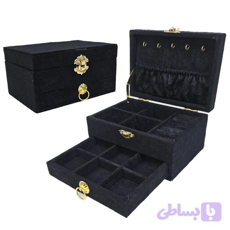 جعبه جواهرات مدل دیبا سایزمتوسط mdf باروکش مخمل