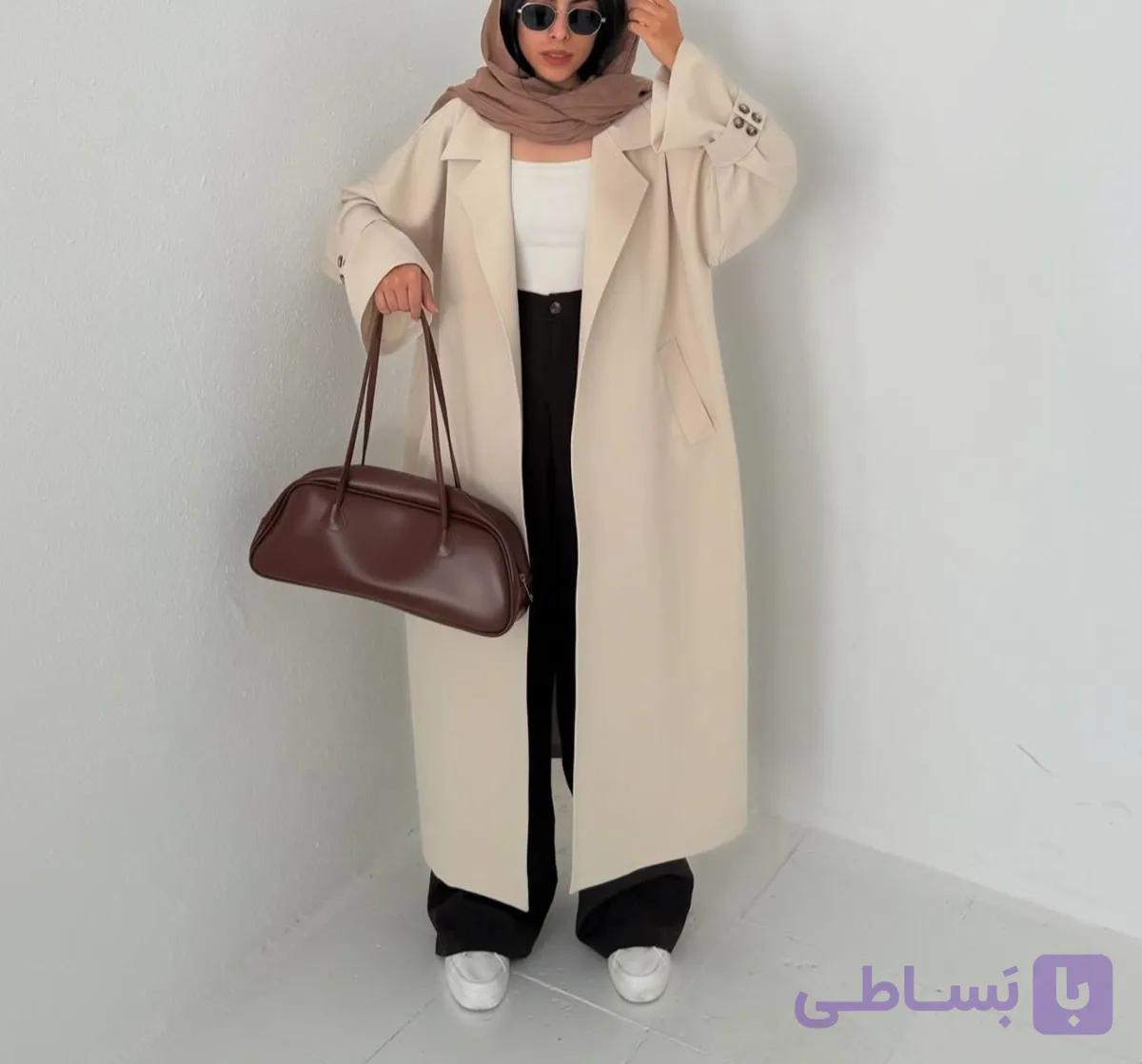 مانتو بلند پشت دکمه — تصویر 1