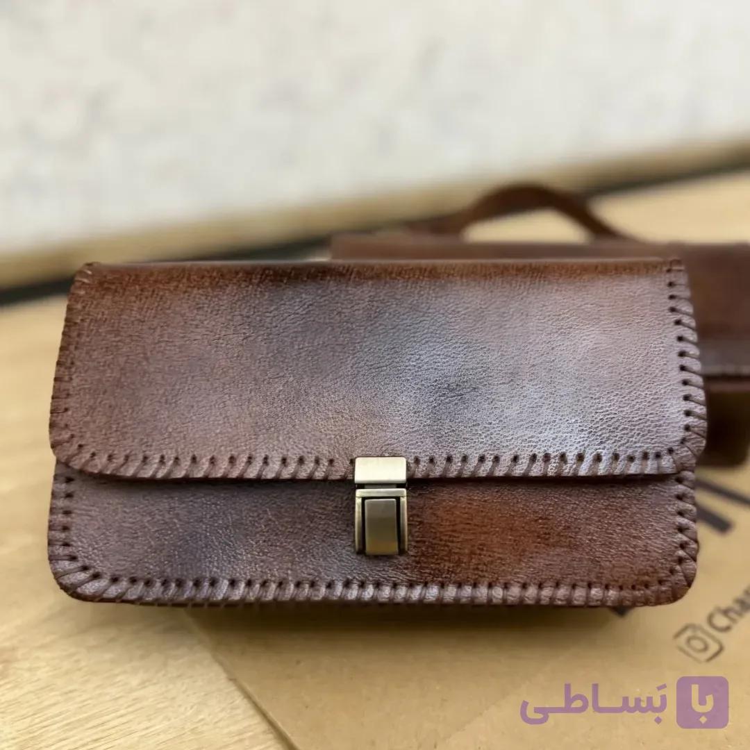 ست کیف زنانه و مردانه چرم دست رنگ