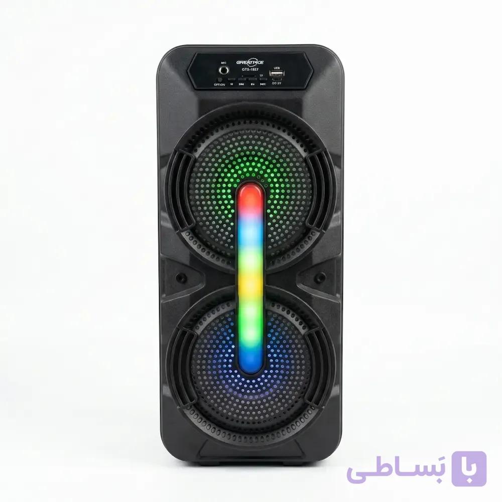 اسپیکر بلوتوثی پرتابل GTS-1958 سایز 8 اینچ، میکروفون‌دار و RGB