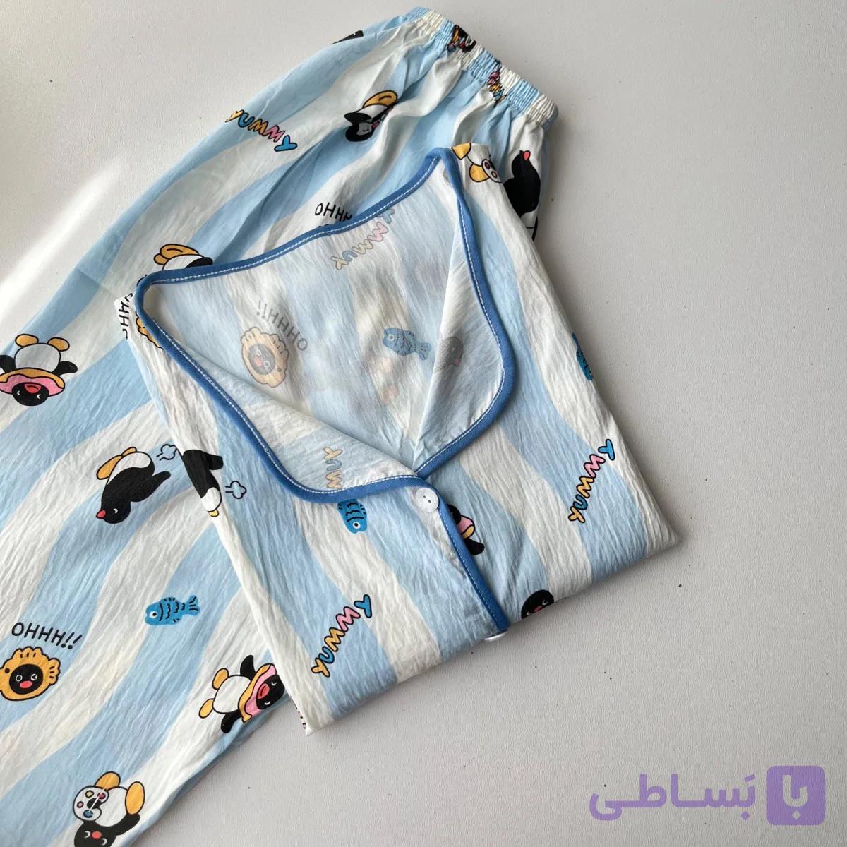 ست بلوز و شلوار راحتی موسلین طرح باغ پرتقال — تصویر 1