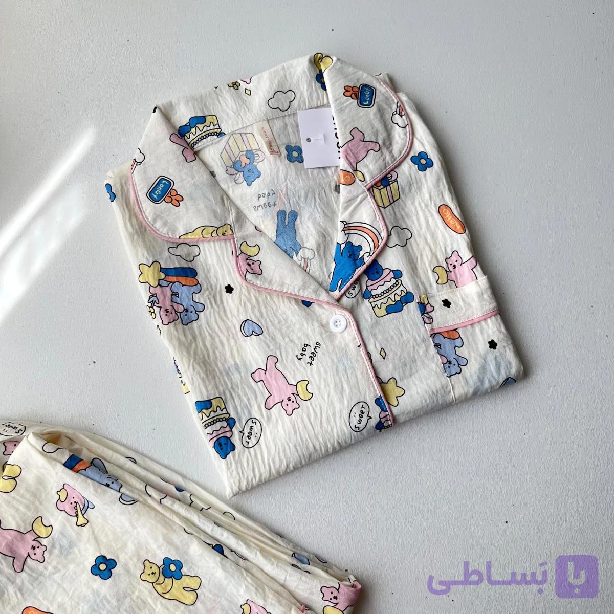 ست بلوز و شلوار راحتی موسلین طرح شخصیت های کارتونی — تصویر 1
