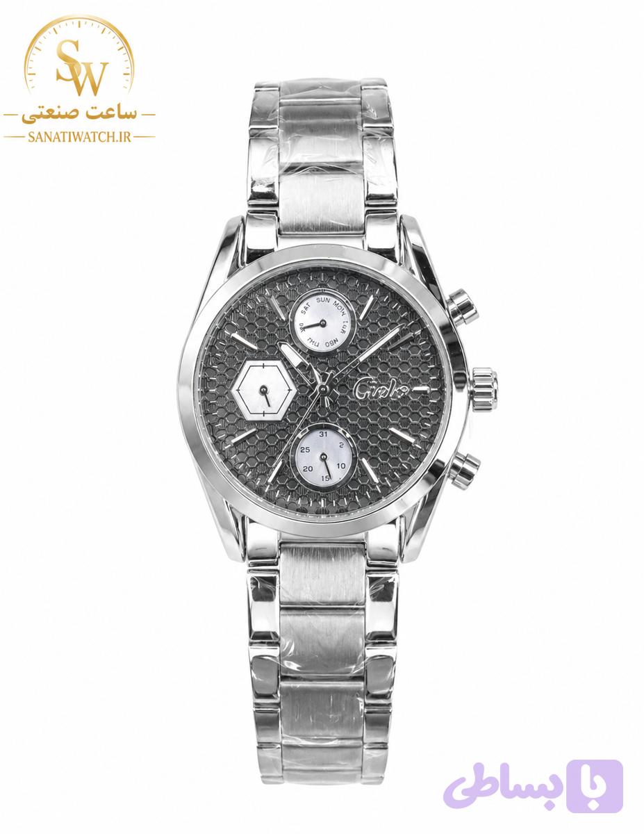 ساعت مچی زنانه CIELO سیلو فلزی سه موتور فعال فول تایم قاب و بند استیل صفحه طوسی کد 1746