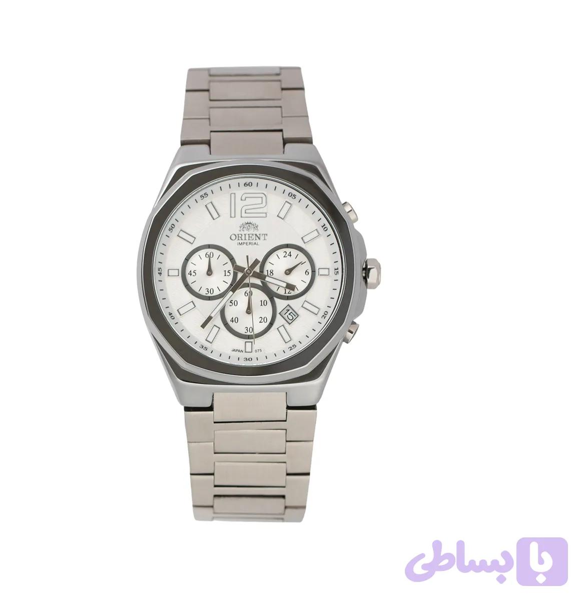 ساعت مچی مردانه ORIENT اورینت بند فلزی استیل سه موتور فعال کورنوگراف صفحه استیل کد 075