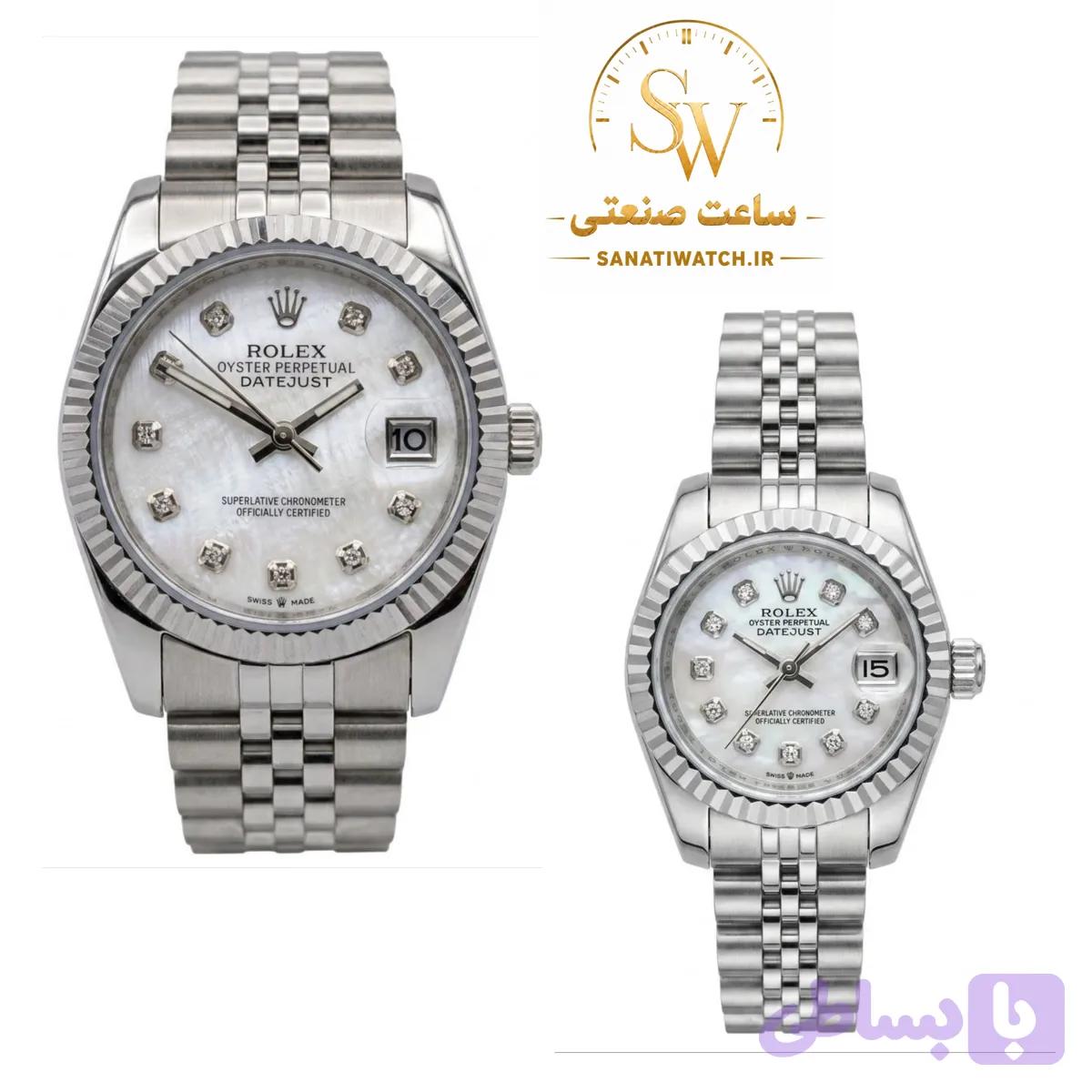 ساعت کلاسیک زنانه مردانه ROLEX رولکس موتور ژاپن رنگ ثابت ضد آب بند استیل توپر صفحه صدفی تقویم دار