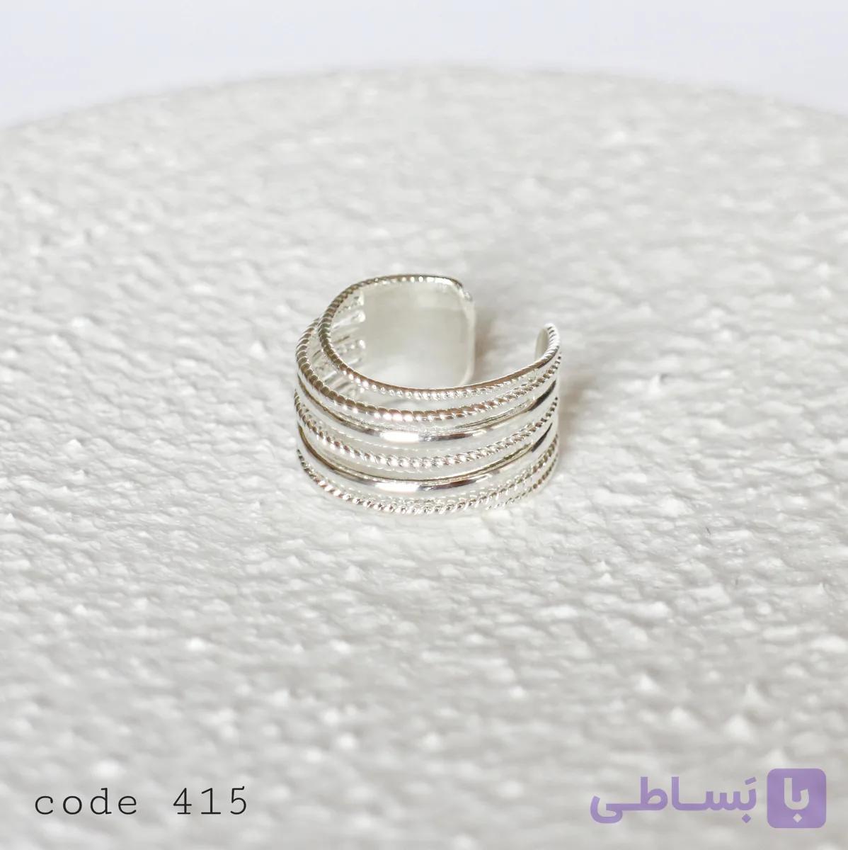 انگشتر نقره‌ای چند لاین مینیمال کد ۴۱۵