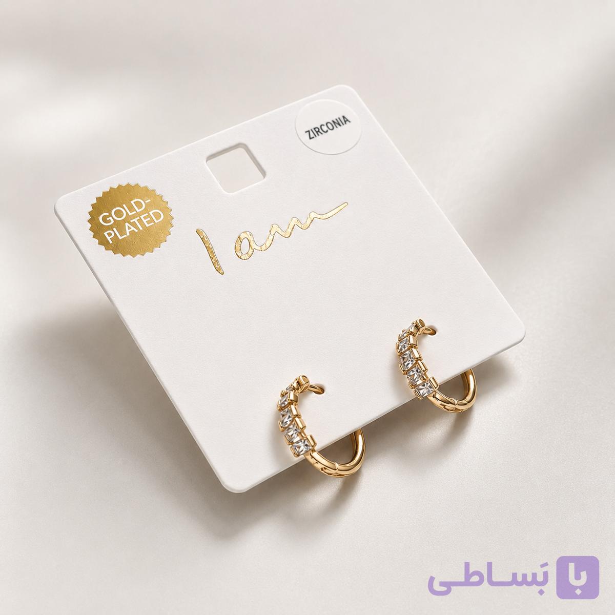 گوشواره حلقه نگین دار آی ام مدل LE-1047