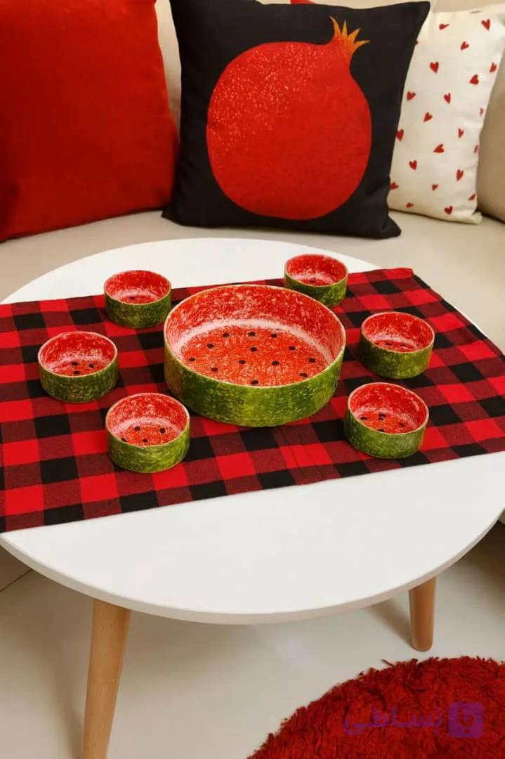 سرویس هفت پارچه (طرح هندوانه) شب یلدا — تصویر 1