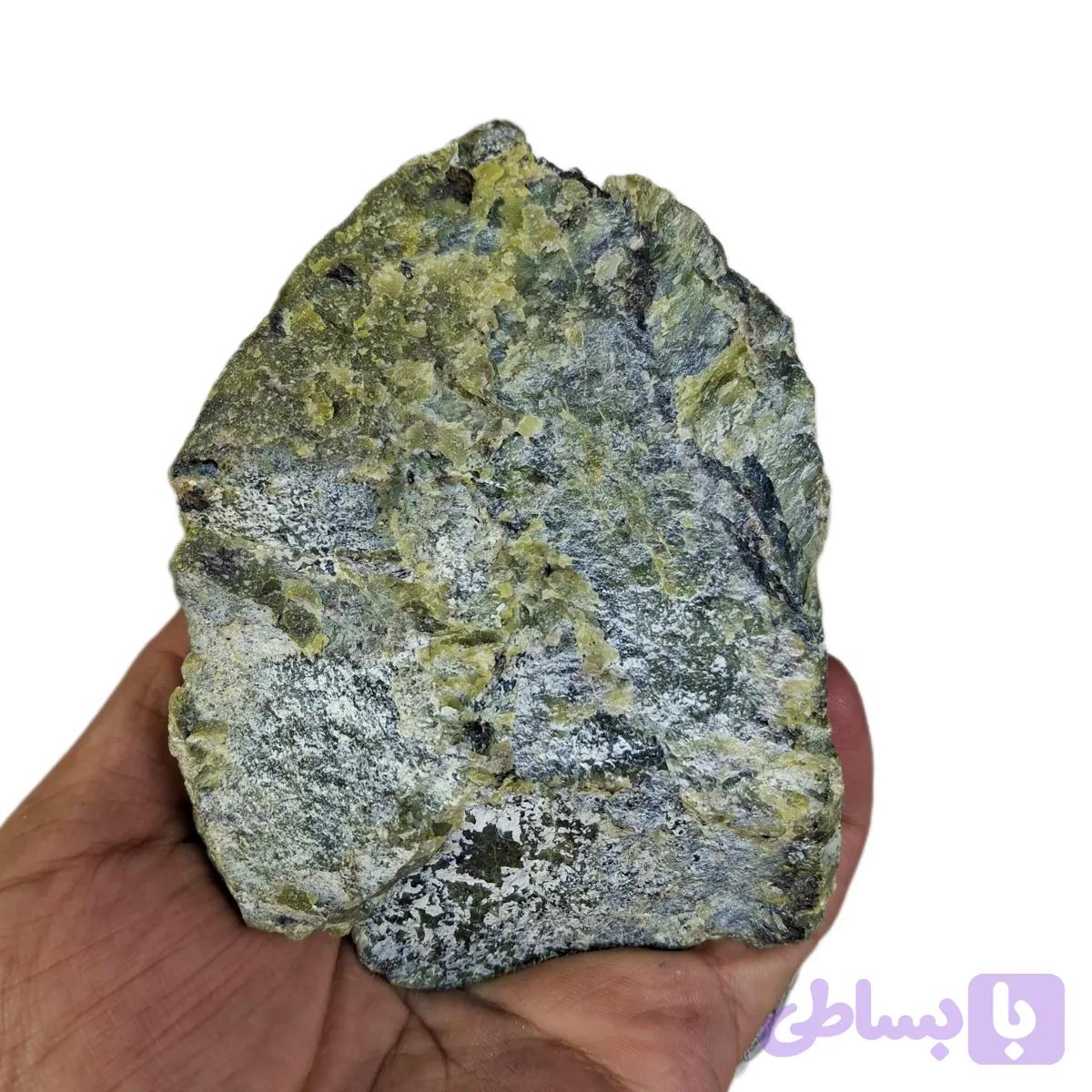 سنگ یشم سرپانتین طبیعی؛ ترکیبی از سبز زیتونی، خاکستری — تصویر 1