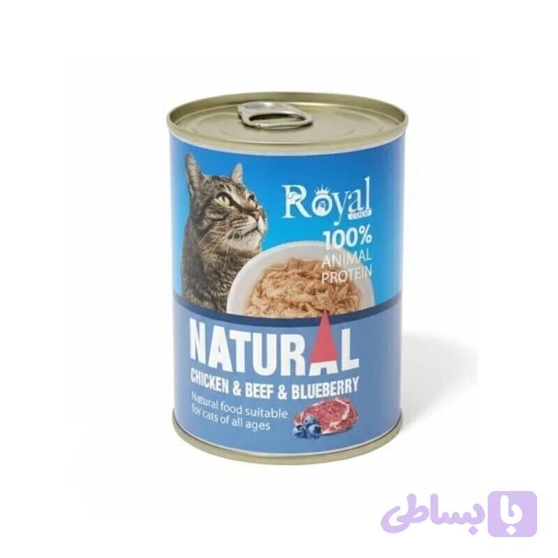 کنسرو نچرال مرغ و گوشت گاو و بلوبری گربه 380 گرمی رویال کوکو