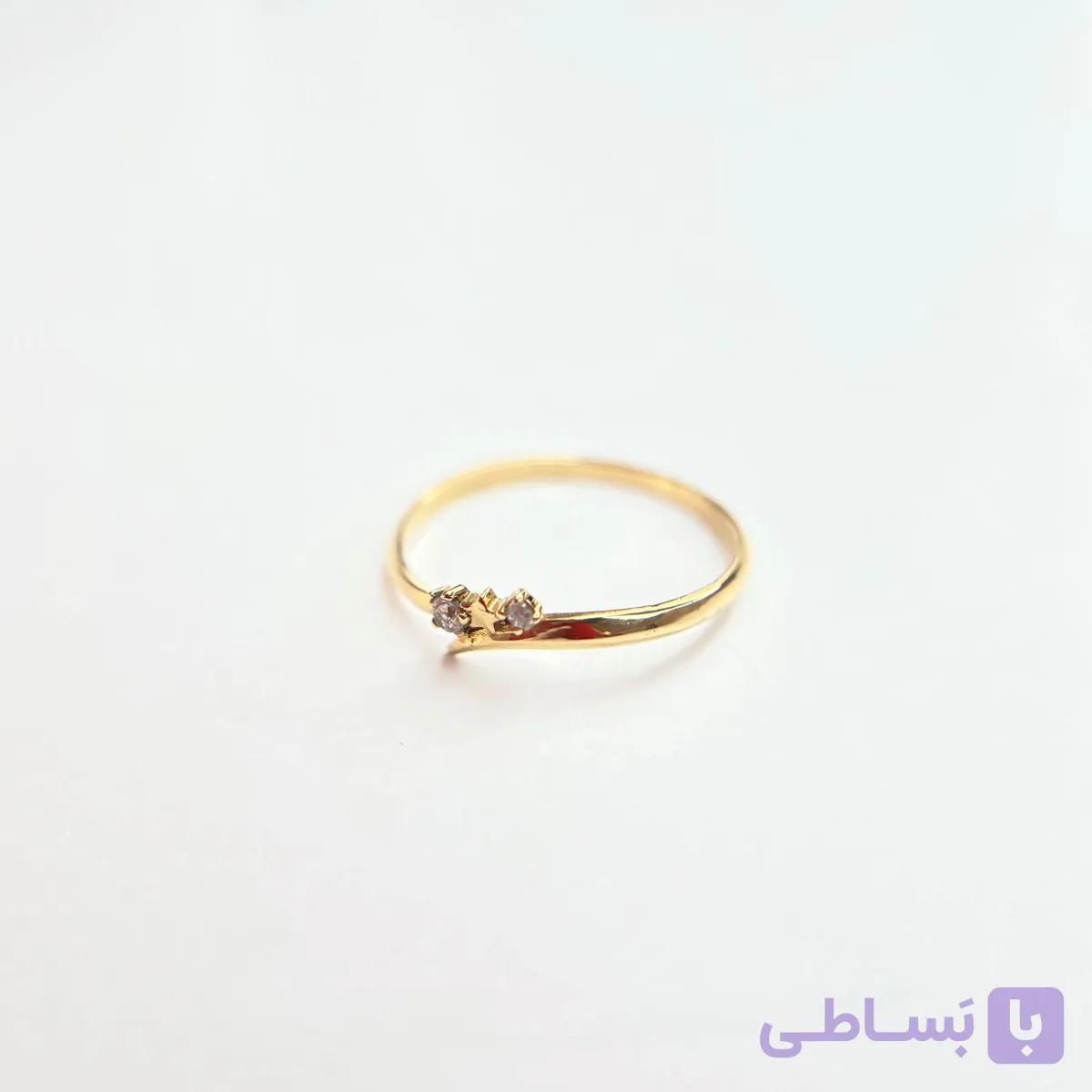 انگشتر منحنی (دو نگین) - خرید طلا آنلاین با کمترین اجرت