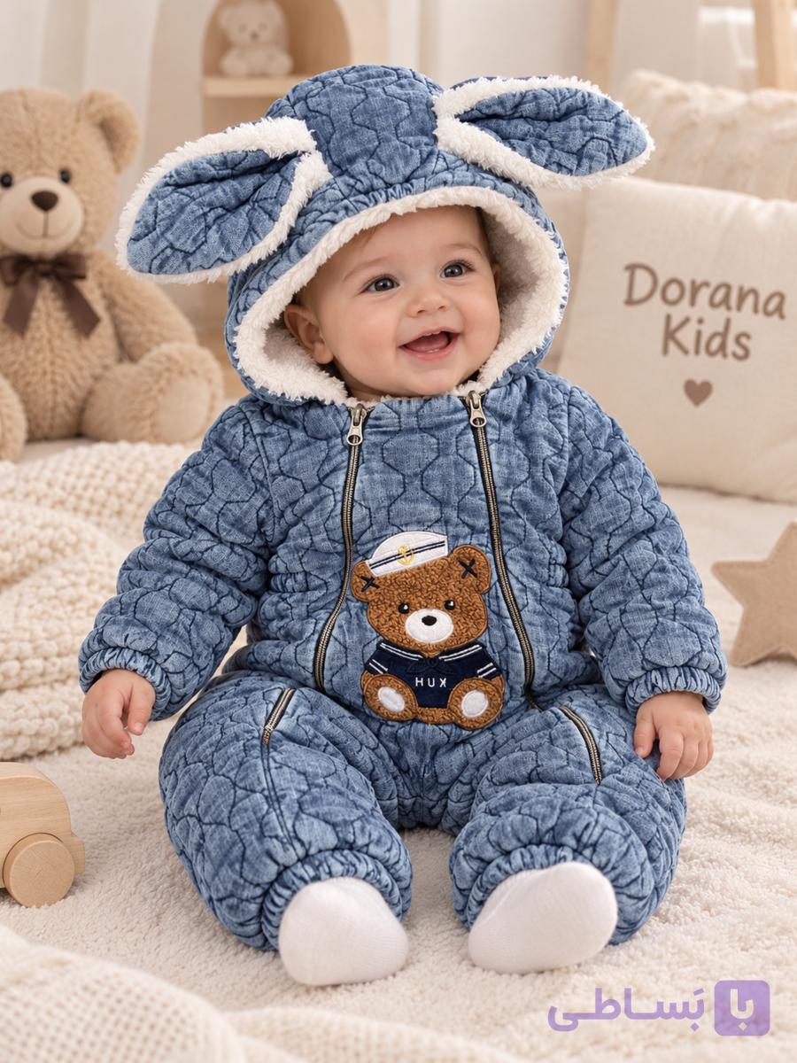 🐰 کاپشن سرهمی گرم نوزادی خرگوش خرسی کد15۵