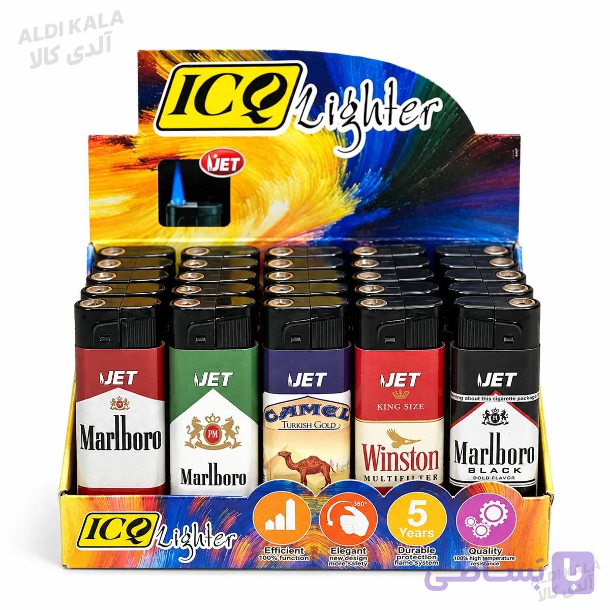 فندک جت ICQ طرح پاکت سیگار مدل تورچ استند ۳۰ عددی — تصویر 1