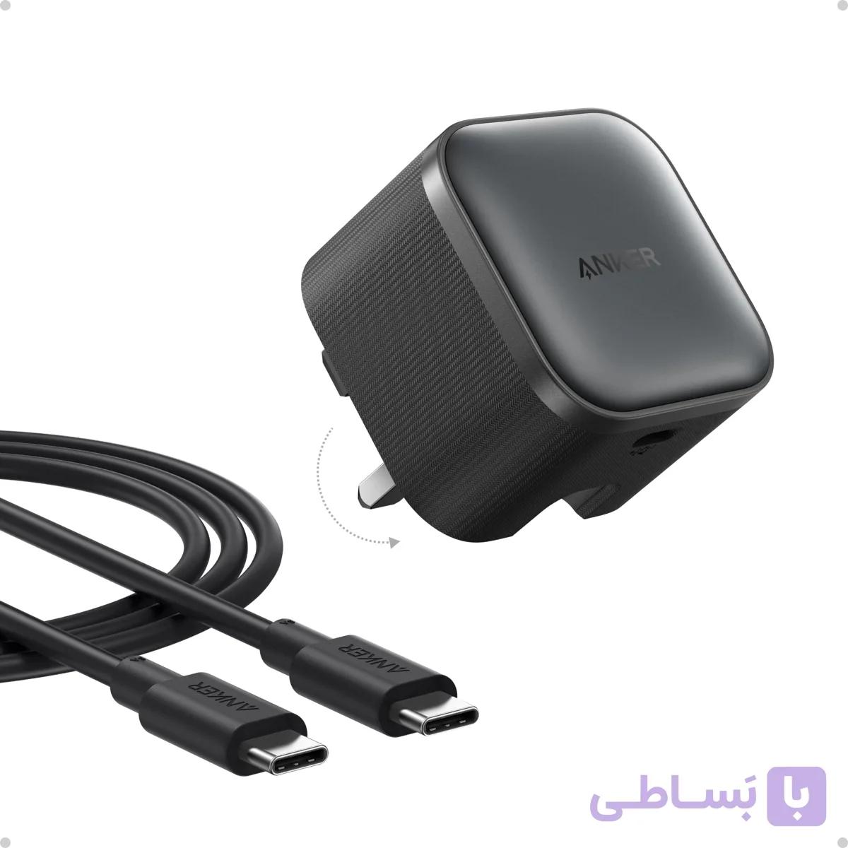 سه پین Anker Nano Charger 45W With Cable USB C TO C B2692 — تصویر 1