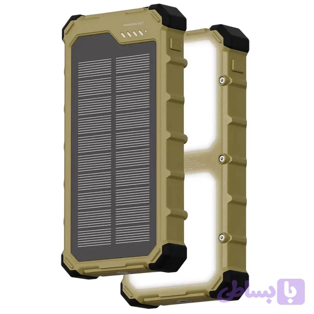 پاوربانک خورشیدی 22.5 وات پاورولوجی مدل SOLARA PPBCHA100KH ظرفیت 10000 میلی آمپر ساعت — تصویر 1