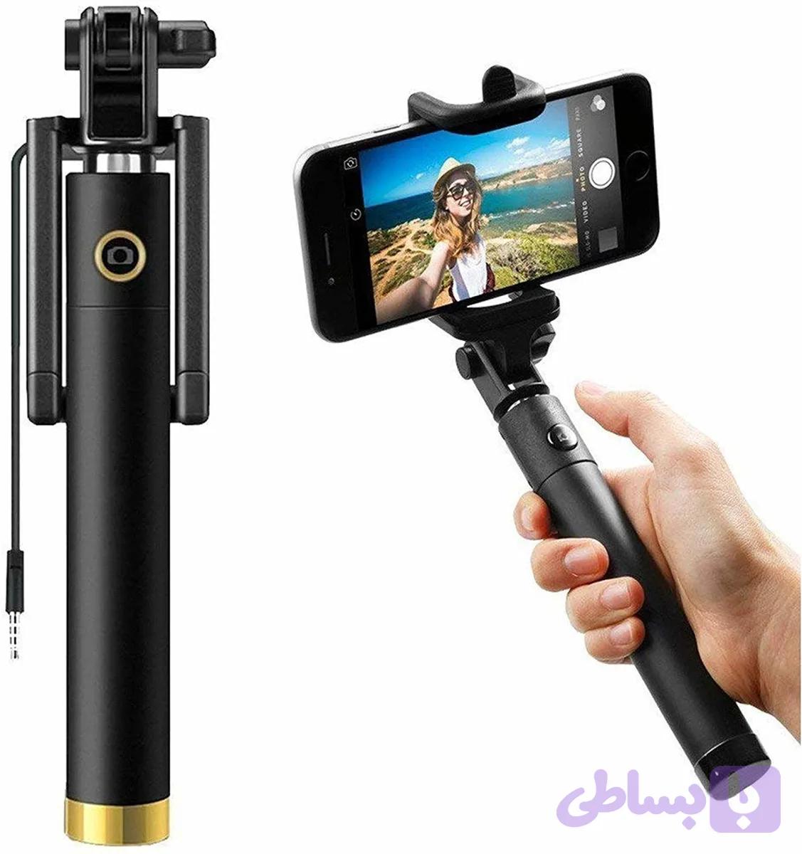 مونوپاد کابلی SELFIE STICK با ارتفاع 78cm — تصویر 1