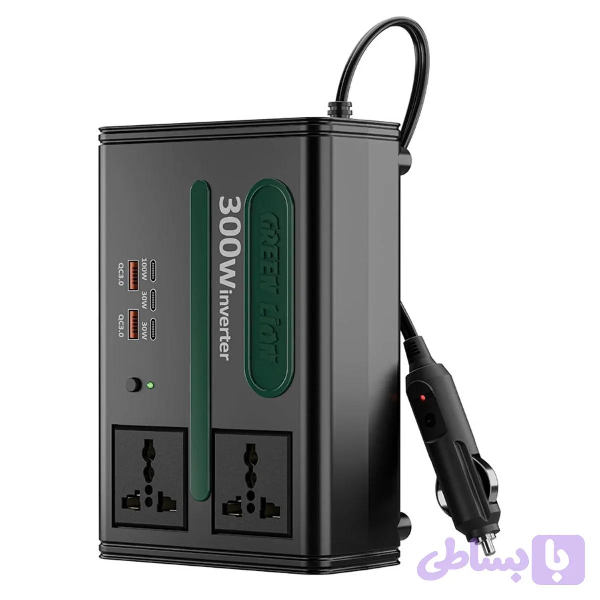 مبدل برق خودرو گرین لاین مدل GC-300 ظرفیت 300 وات — تصویر 1
