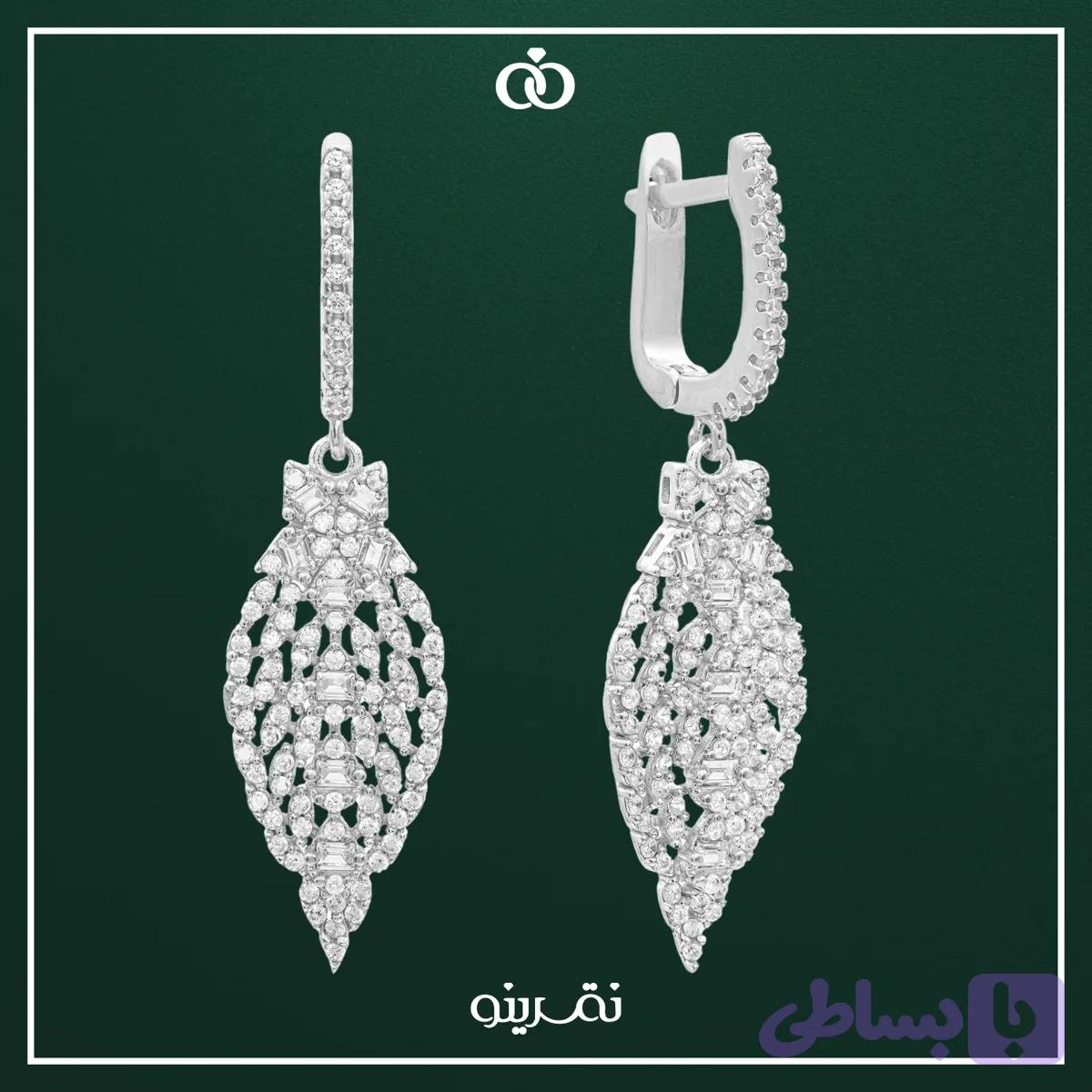 گوشواره نقره زنانه مجلسی جواهری مدل EI E18 — تصویر 1