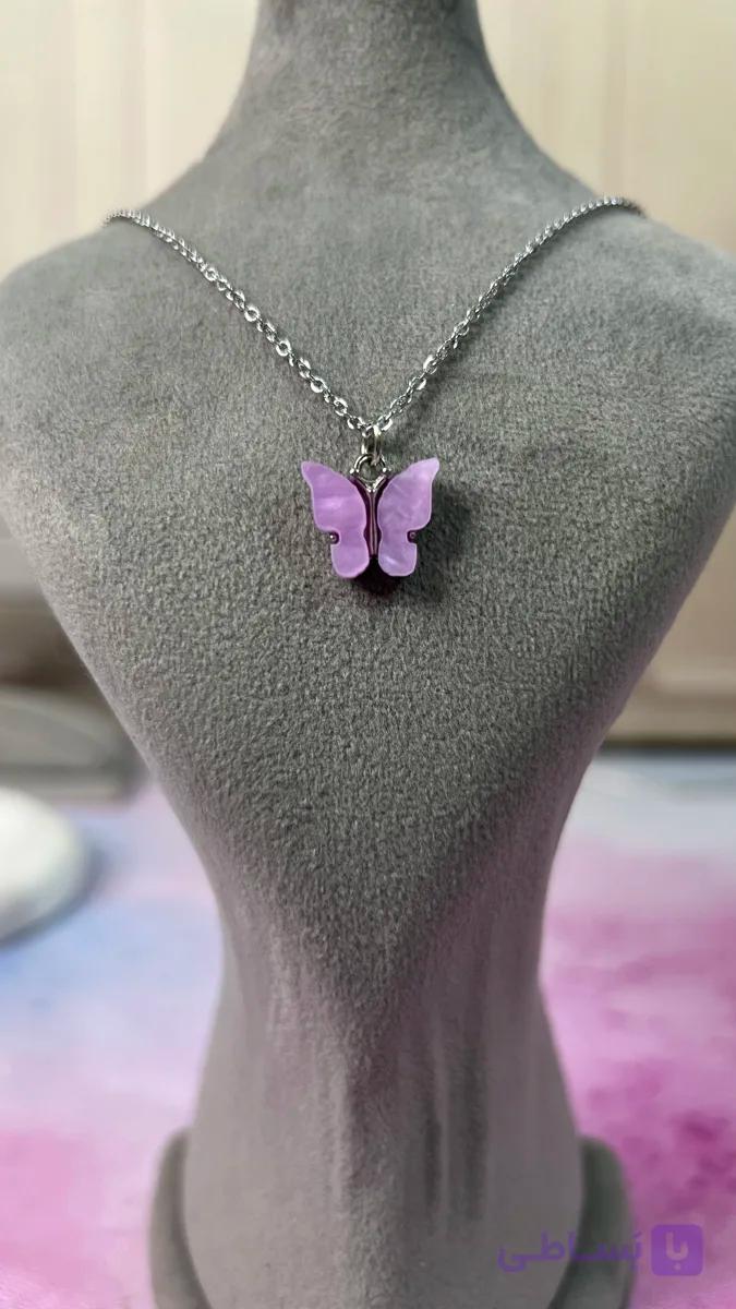 گردنبند زنانه پروانه ای مینیمال طرح ابنباتی