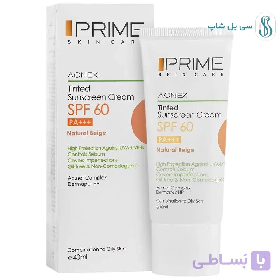 کرم ضد آفتاب رنگی پرایم پوست چرب SPF60 – فاقد چربی در 2 رنگ — تصویر 1