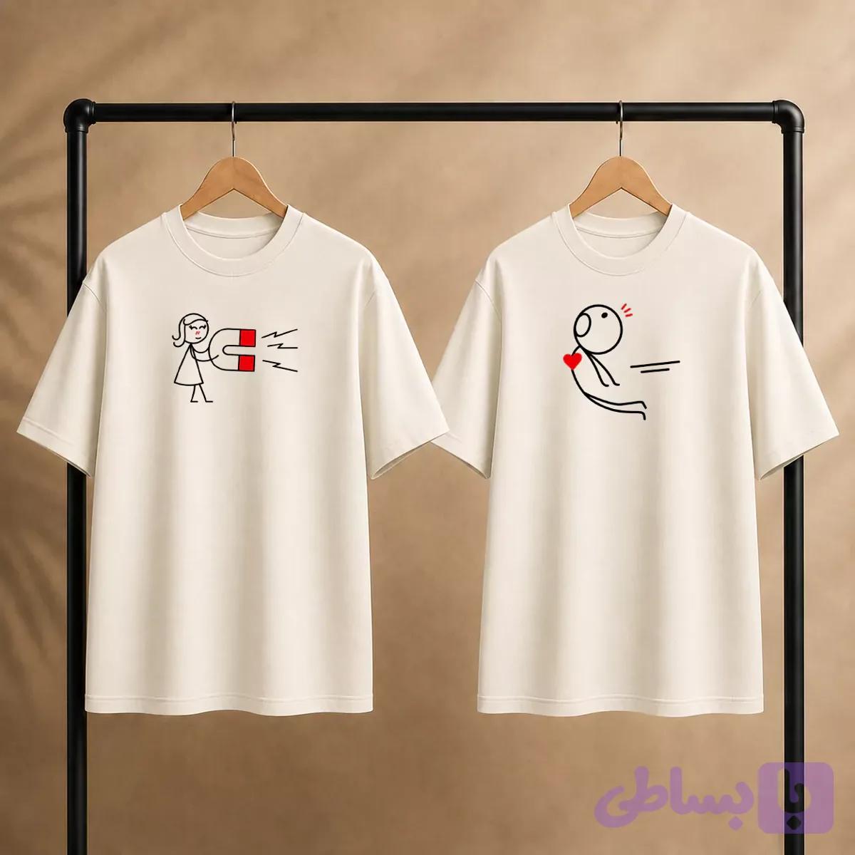 تیشرت پنبه دو نخ ست کاپلی جذب عشق — تصویر 1