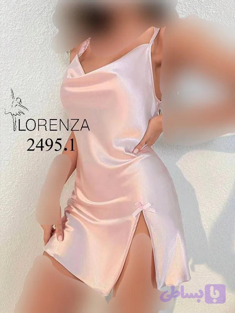 لباس خواب ساتن لورنزا کد ۲۴۹۵/۱ با پشت دانتل — تصویر 1