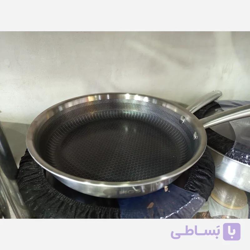 سرویس قابلمه استیل کف لیزری 13 پارچه برند MGS درب سیلیکون مشکی