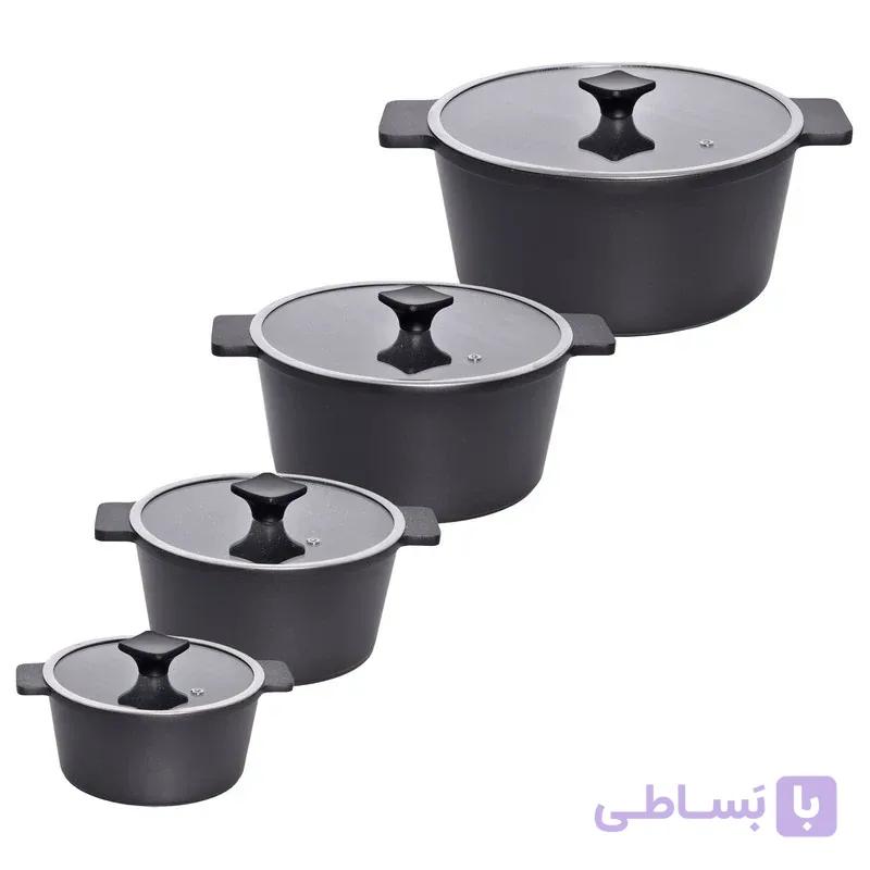 سرویس قابلمه چدن گرانیت مدرن اقتصادی 8پارچه