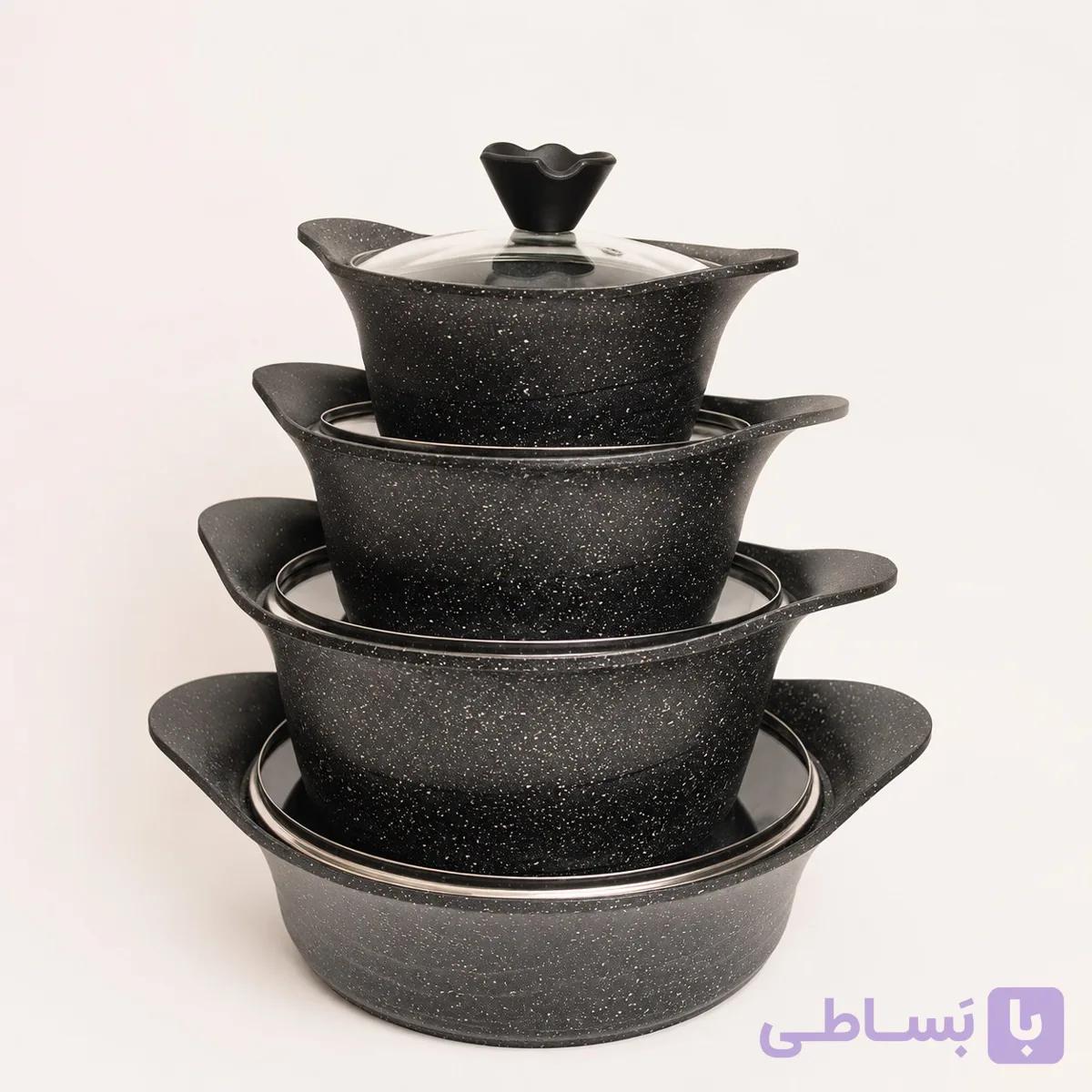 سرویس قابلمه چدن گرانیت 8پارچه لیانو