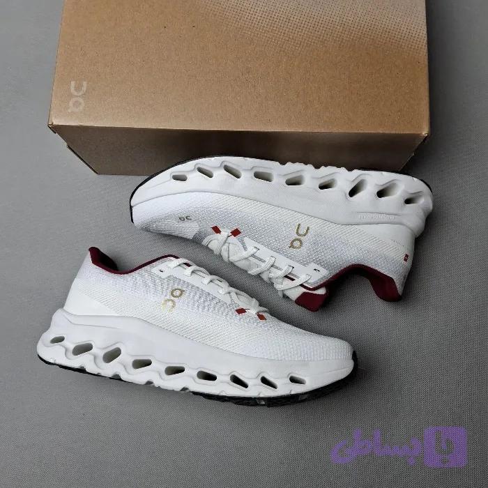 کتونی ان رانینگ کیو سی ضد اب مردانه سفید قرمز(on running Qc) — تصویر 1