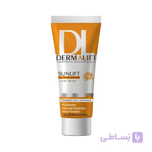 کرم ضد آفتاب درمالیفت سانلیفت خشک SPF 50+ Light Beige 1