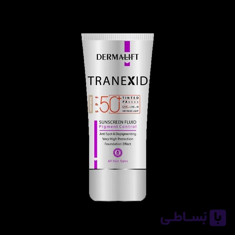 فلوئید ضد آفتاب رنگی لایت بژ درمالیفت مدل ترنکسید SPF 50 حجم 40 میلی‌لیتر