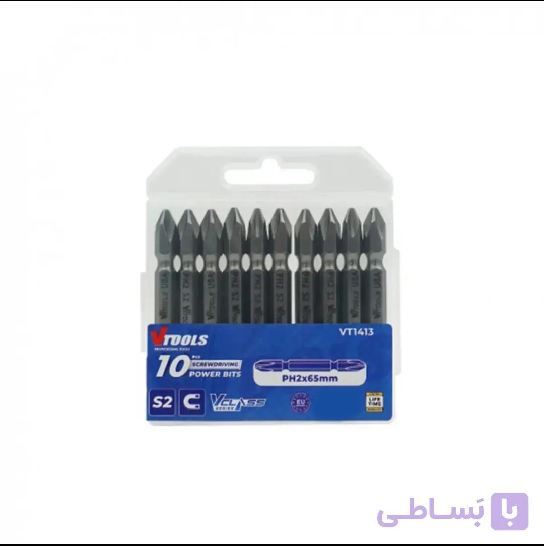سری پیچ گوشتی دو سر چهار سو وی تولز مدل VT1413 بسته 10 عددی
