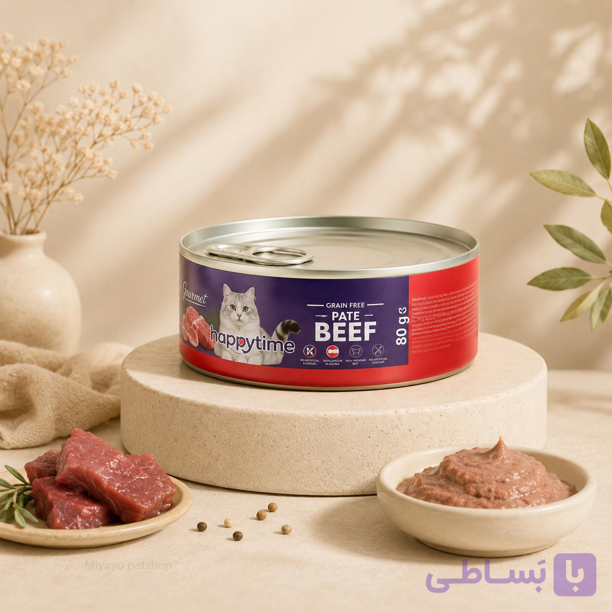کنسرو هپی تایم مدل پته گربه بالغ ۸۰ گرم