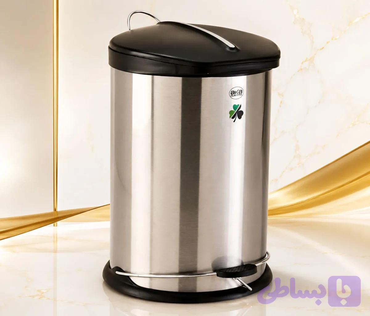 سطل زباله استیل 20 لیتر مدل پدال بین برند آکا