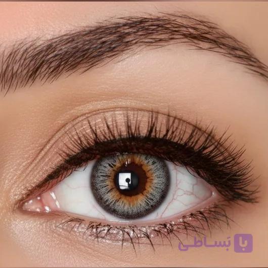 لنز رنگی رینبو طوسی عسلی دور دار Gray 306