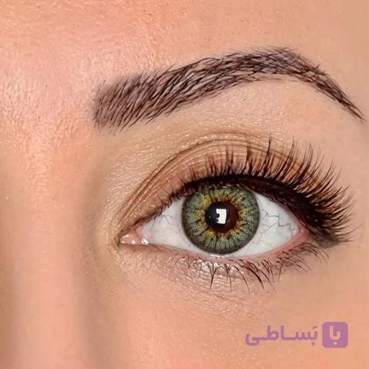 لنز طبی رنگی رینبو سبز عسلی دور دار Green 306 — تصویر 1