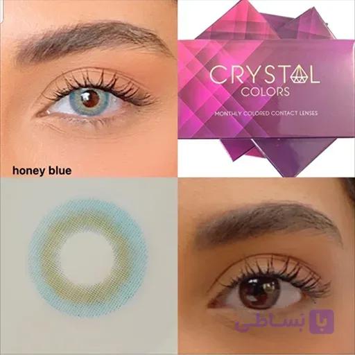 لنز طبی رنگی آبی بدون دور کریستال هانی بلو | Crystal Honey Blue — تصویر 1