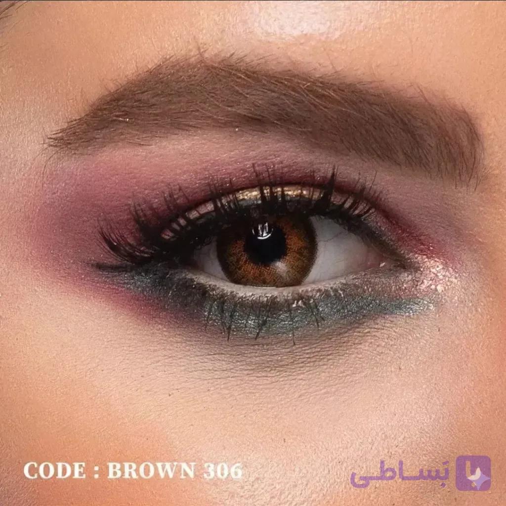 لنز رنگی رینبو قهوه ای دوردار Brown 306 — تصویر 1