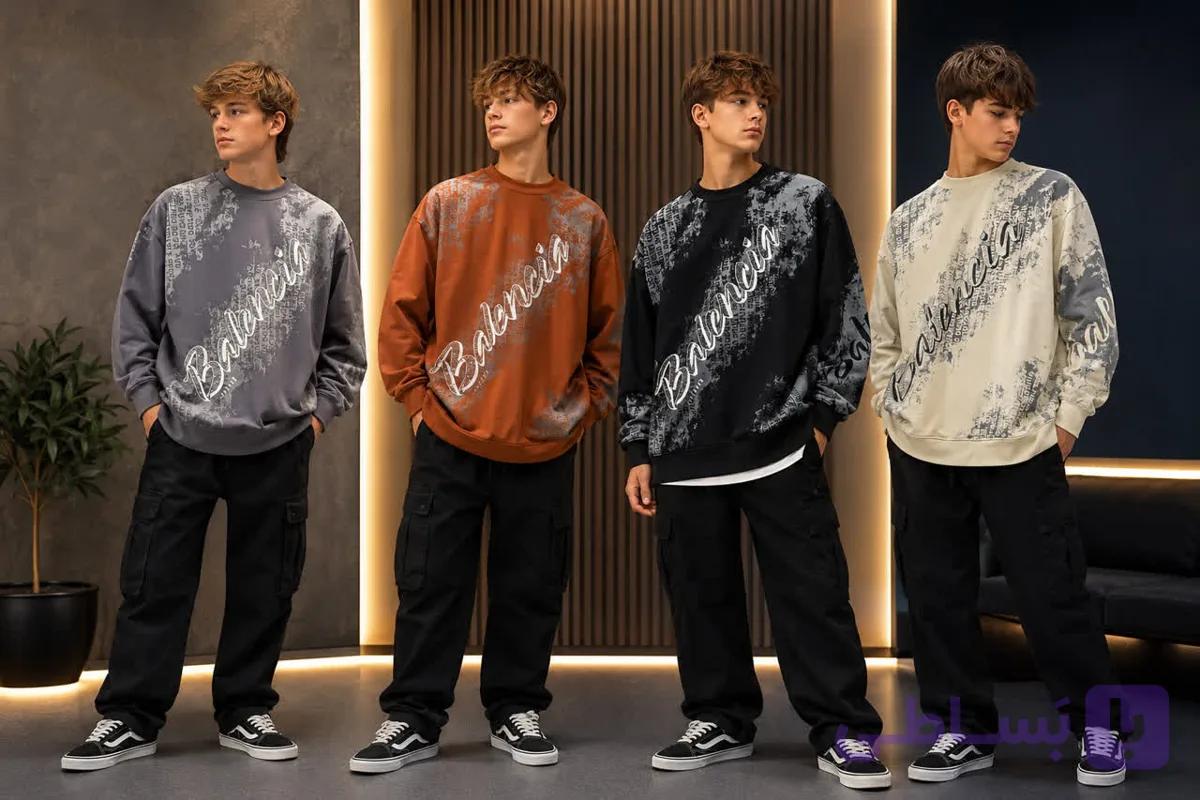 بلوز دورس آستین بلند بچگانه پسرانه Balenciaga 50 – 65 کد 4394 — تصویر 1