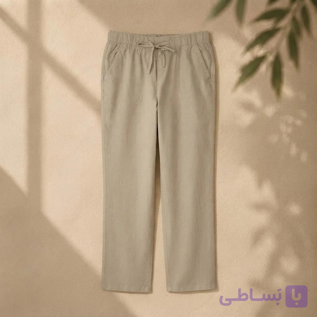 شلوار زنانه برند اسمارا کد L-2407 | پارچه کتان و لینن با برش کلاسیک
