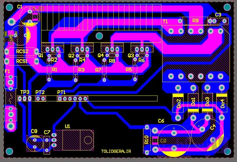 فایل pcb آلتیوم برد اینورتر 12- 24 ولت DC به 300 ولت DC (500 وات) — تصویر 1