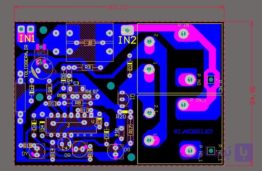 فایل pcb آلتیوم برد محافظ برق کولر گازی 30 تا 80 آمپر — تصویر 1