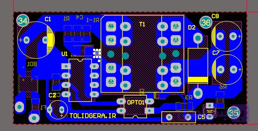 فایل pcb آلتیوم منبع تغذیه سوئیچینگ 15 ولت 1.5 آمپر — تصویر 1