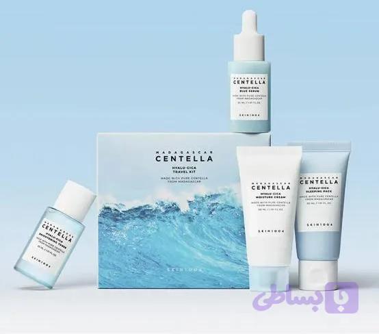 و قیمت پک مسافرتی آبرسان و مرطوب کننده اسکین سنتلا اصل پک مسافرتی آبرسان و مرطوب‌کننده هیالوسیکا اسکین‌سنتلا (SKIN1004 Madagascar Centella Hyalu-Cica Travel Kit)