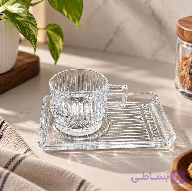 ست نیم ماگ و زیر ماگی بلوری — تصویر 1