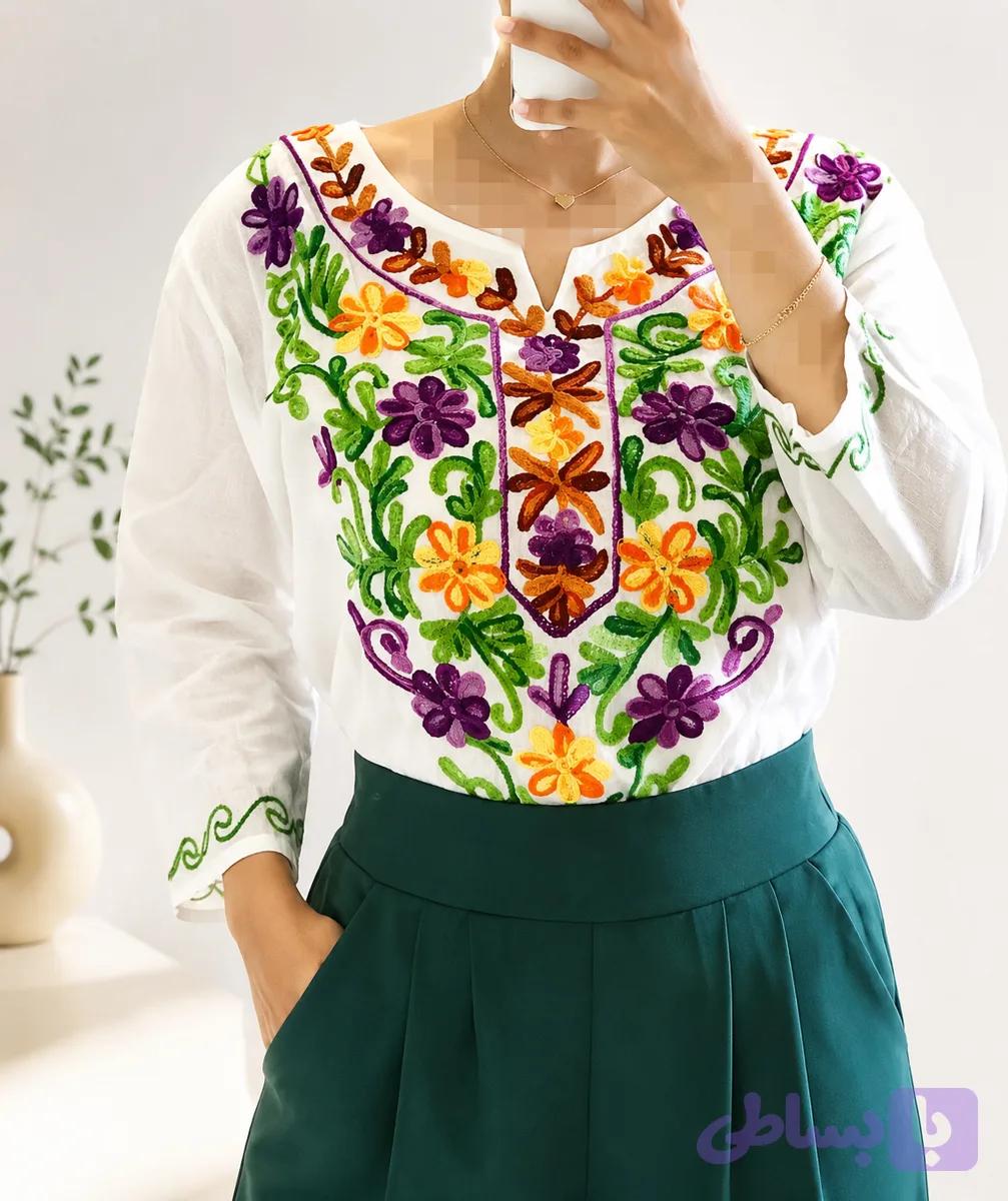 شومیز گلدوزی رنگین